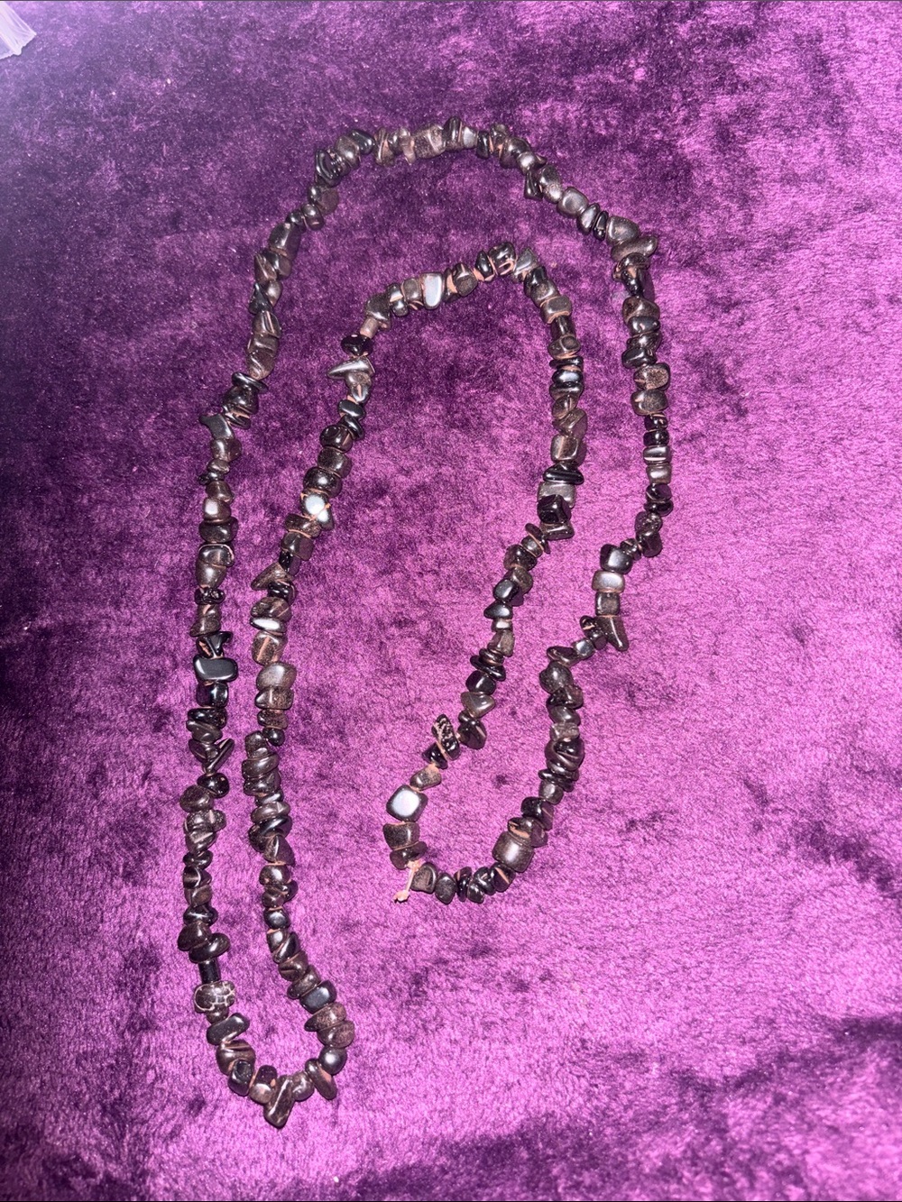 Handcrafted Black Stone Chip Necklace - Women Jewelry
